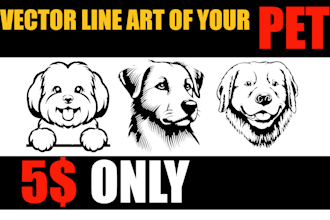 draw vector line art for your pet