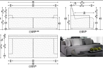 draft furniture sketch, photo to technical cad shop drawing