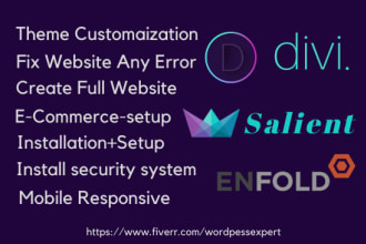create,a website by divi theme, salient theme, enfold theme