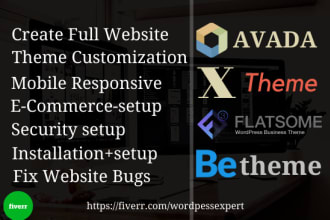 create a website using avada, x theme, betheme, flatsome