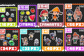 create pixel art characters and I will animate them