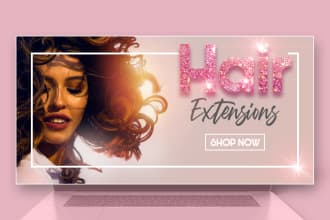 design elegant beauty and hair extensions web banner