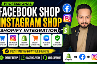 connect shopify store with facebook shop and instagram shop setup