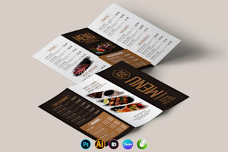 design trifold menu restaurant digital menu board, usb TV screen menu