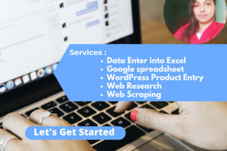 do data entry, ms excel, web research, product listing