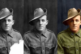 restore and colorize damaged old photo