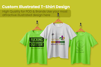 create custom illustrated or typographic tshirt design