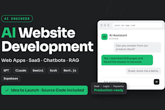 be ai engineer for ai website development and ai projects