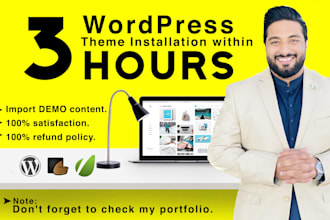 install wordpress theme and setup same as demo