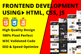 be your frontend web developer using HTML, CSS, bootstrap, javascript, jquery