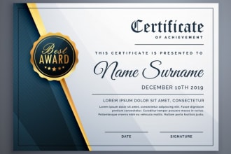 create a certificate for college or any educational institute