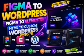convert figma to wordpress, figma to elementor, html to custom wordpress website