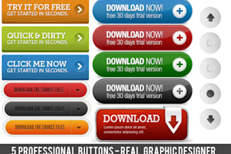design 5 individual buttons for your blog or website in Adobe Photoshop
