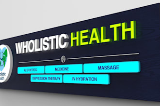 create 3d letters signage designs with lights effects