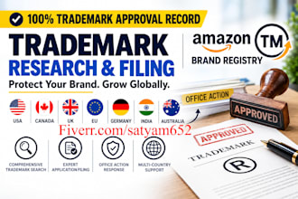 do trademark research and filing in the USA, canada, europe, UK, etc