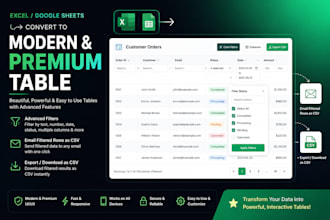 convert excel or google sheets into smart web tables