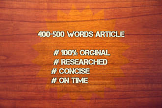 write an ORGINAL 400 to 500 words article or review