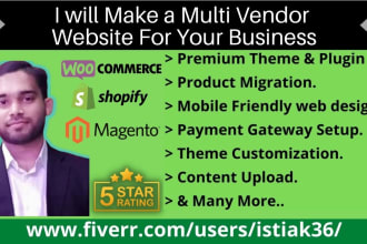 make a multi vendor ecommerce marketplace website for you
