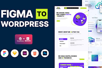 convert PSD, xd, figma to wordpress website design using elementor pro