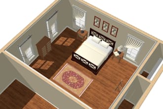 do space planning for one room in 3D