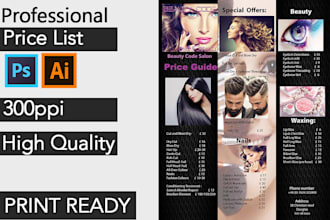 design professional price list menu list