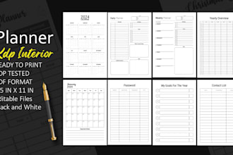create printable planner, journal, logbook, etc