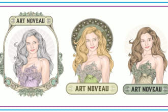 create a vintage logo with art noveau illustrations