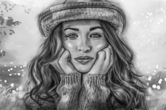 draw realistic pencil sketch portrait from your photos