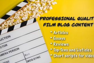 write articles, reviews or news about movies or TV shows