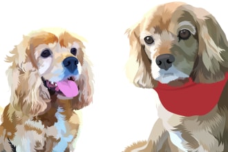 make vector  dog cat pet animal cartoon portrait