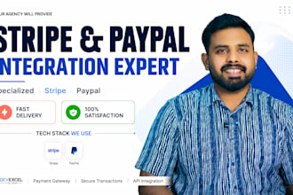 integrate stripe, paypal, or any payment gateway API