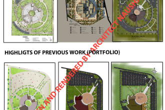 do  photoshop rendering of master plan and floor plans