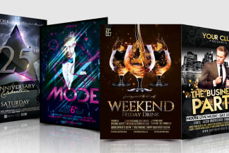 design club, event, and party flyers, posters in 10 hrs