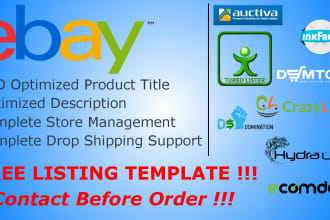 do ebay SEO optimized dropshipping product listing  with ebay HTML template
