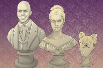 illustrate you as a creepy bust statue