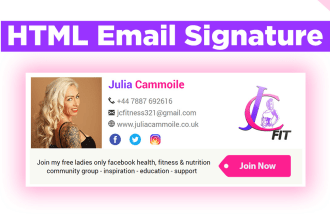 design mail signature in HTML code, clickable email sign