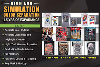 do high end simulation process screen print color separation