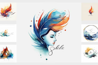 3 unique signature or watercolor or vintage logo