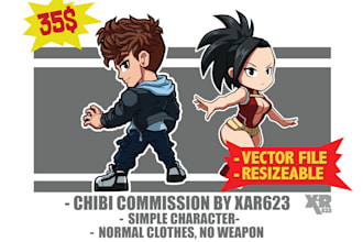 draw cute cool custom chibi character art for vtuber, dnd or pfp