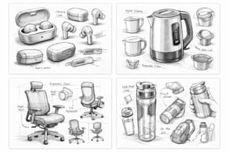 create professional hand sketched product design concepts in 24 hours