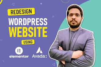 redesign your wordpress website using elementor or avada