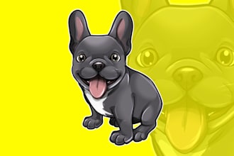 make custom cartoon dog portraits of frenchie, pitbull,pug,bulldog