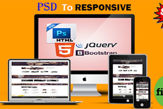 convert professional psd to responsive html using bootstrap