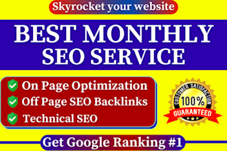 provide monthly on page and off page SEO services with guaranteed ranking