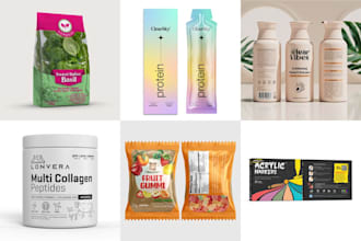 create product packages, pouches, gummy bags, food packaging design
