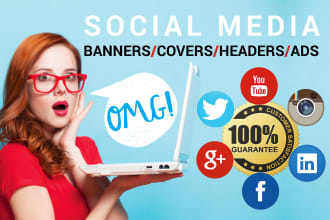 design stunning social media banners, headers, ads, covers