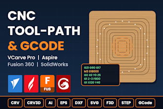 create cnc toolpath and gcode in vectric vcarve pro, aspire or fusion 360