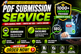 do pdf submission to 25 document sharing sites with 10 high pr quality backlink