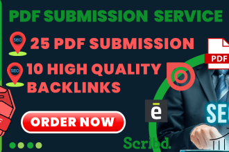 do pdf submission to 25 document sharing sites with 10 high pr quality backlink
