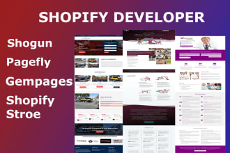 build or customize  shopify theme using shogun ,pagefly,gempages